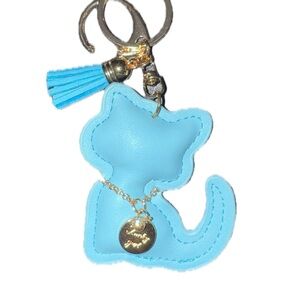 Cat Keychain with Blue w/Gold Accents, NEW